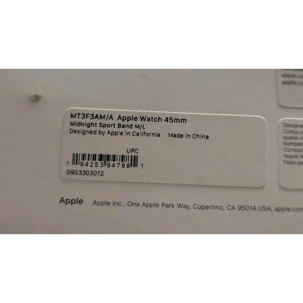 21-N‎ MT3F3AM/A Apple Watch 45mm Midnight Sport Band M/L